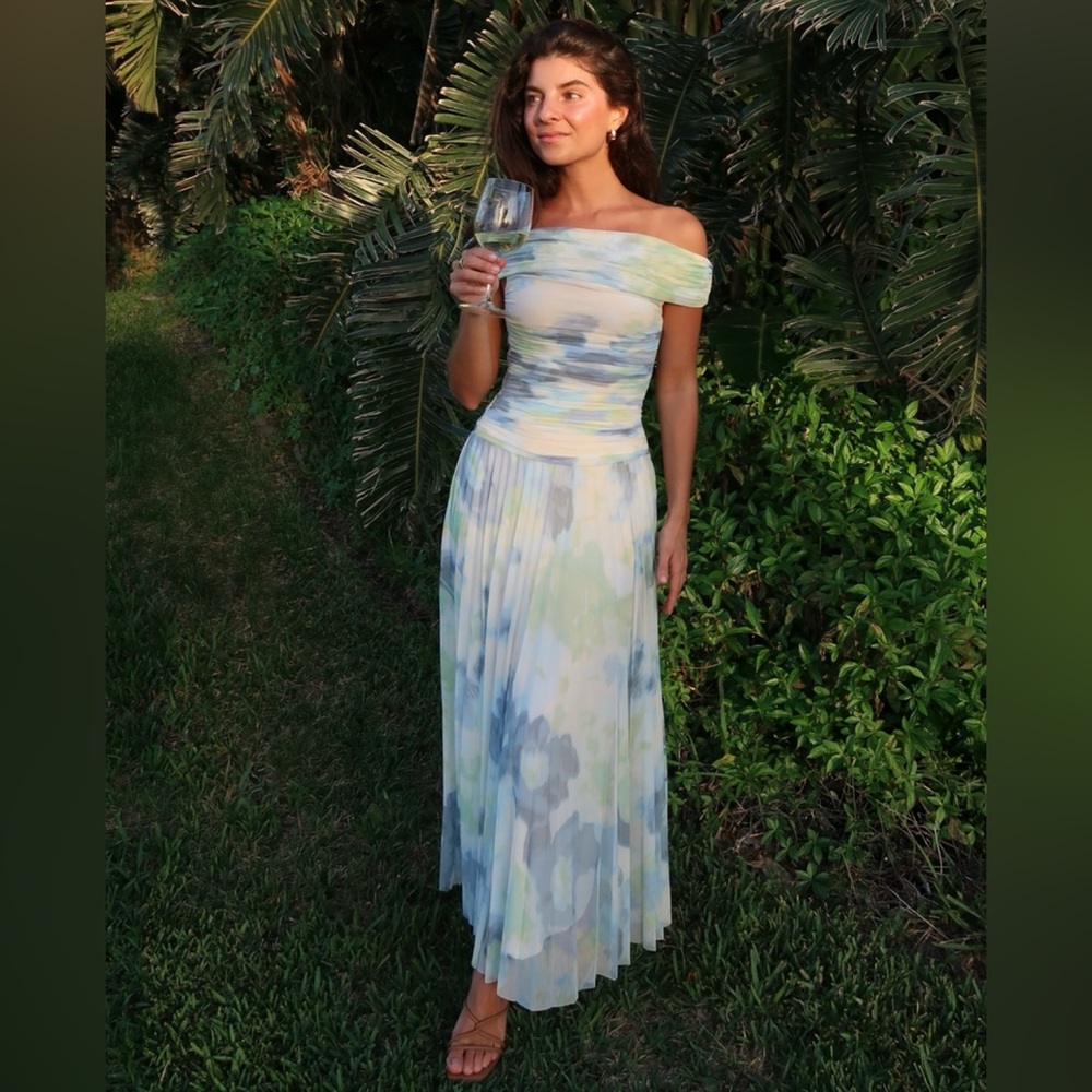 The A&F Giselle Drop-Waist Mesh Maxi Dress